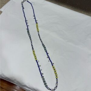 Premier Designs Blue and Yellow Beaded Necklace